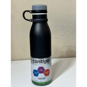 Contigo Matterhorn Water Bottle 20oz Matte Black Stainless Steel Thermalock New